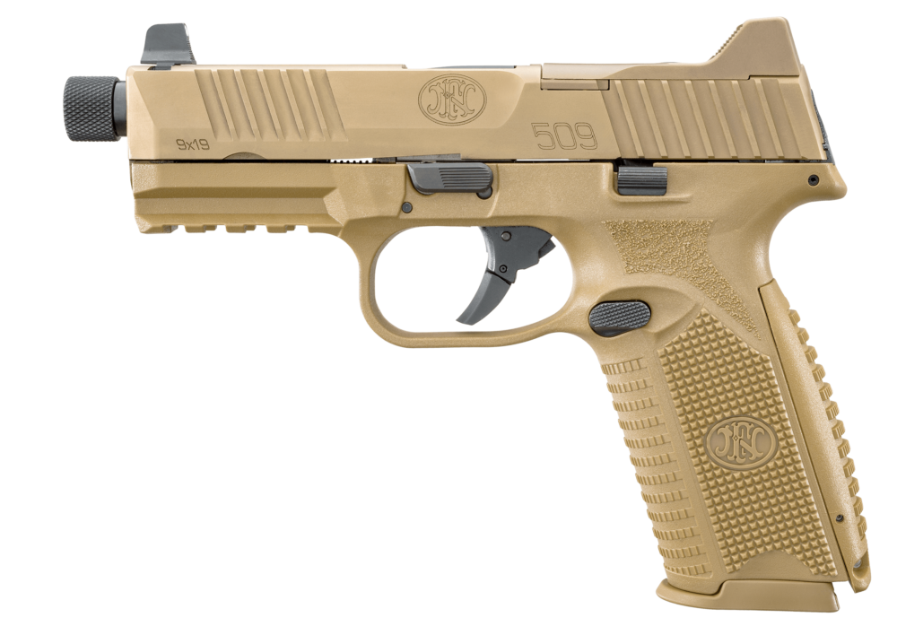FNH 509 Tactical 9mm Pistol with Threaded Barrel/Night Sights FDE