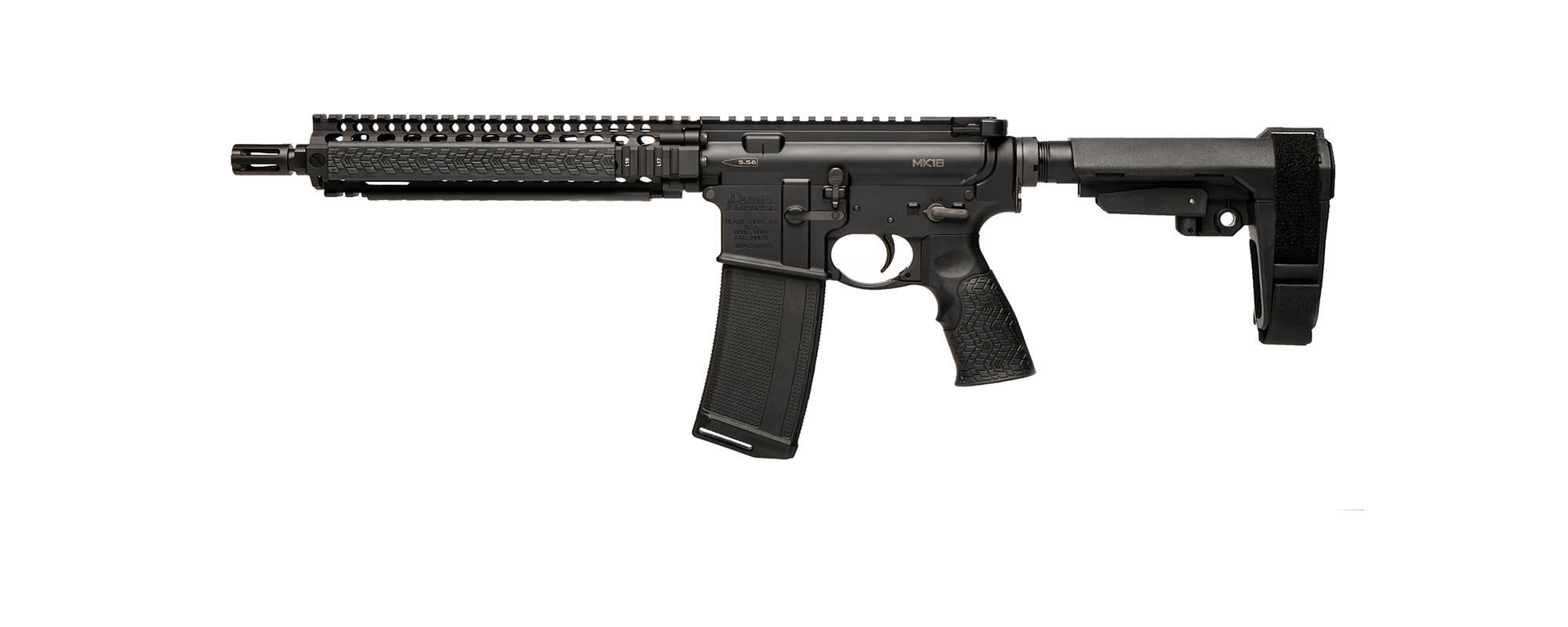 Daniel Defense DDM4 MK18 5.56mm Pistol, Black, with SBA3 Brace (02-088-01202)