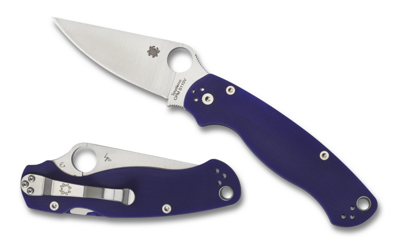 Spyderco Paramilitary 2 Folding Knife, Satin Blade, Blue/Purple (Blurple) G10 Handles (C81GPDBL2)