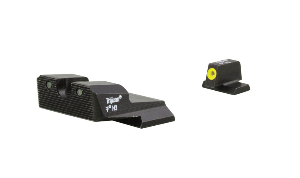 Trijicon HD Night Sights, fits S&W M&P Shield, Yellow Outline/Green Tritium Lamps (600855)