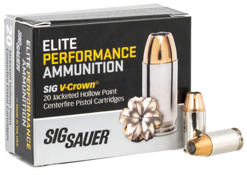 Sig Sauer Elite Performance Ammunition 380 ACP, 90 Gr., V-Crown JHP, 20Rd. Box (E380A1-20)