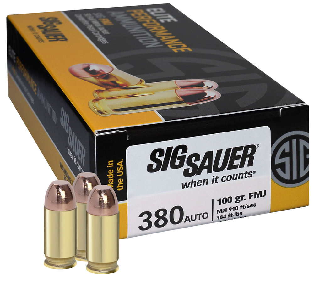 Sig Sauer 380 ACP Ammunition, 100 Grain, FMJ (E380B1-50)