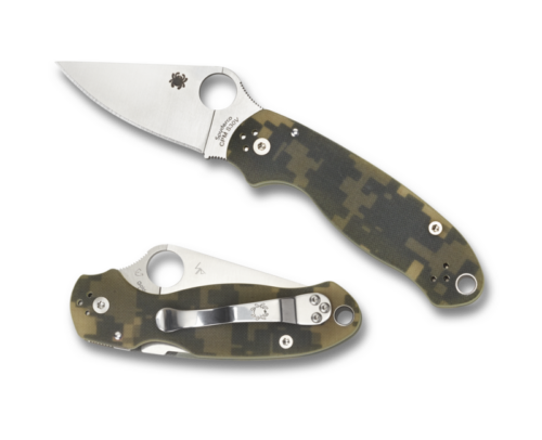Spyderco Para 3 (Paramilitary 3) Folding Knife, Satin Plain Blade, Digital Camo G10 Handles (C223GPCMO)