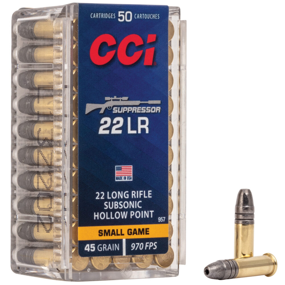 CCI, Suppressor, 22LR, 45 Grain, Hollow Point, 50 Round Box (CCI957)