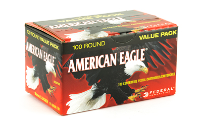 Federal, American Eagle Ammunition, 9mm, 115 Grain, Full Metal Jacket Value Pack, 100 Round Box
