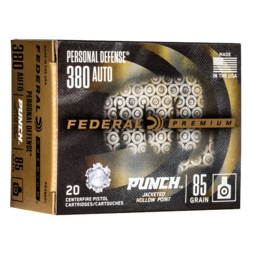Federal Premium Punch Ammunition, 380 ACP, 85gr, JHP, 20rd. Box (PD380P1)
