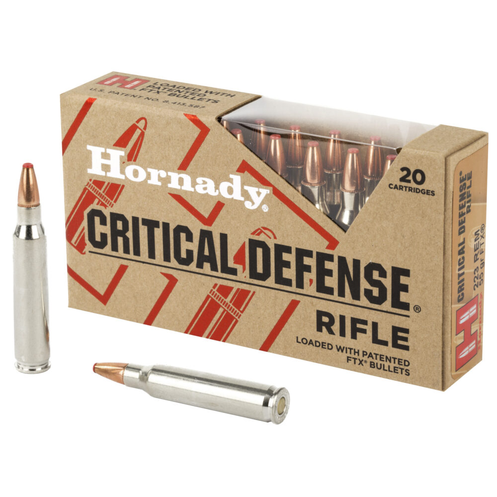 Hornady Critical Defense Rifle Ammunition, 223 Rem, 55Gr., FTX, 20Rd. Box (80270)