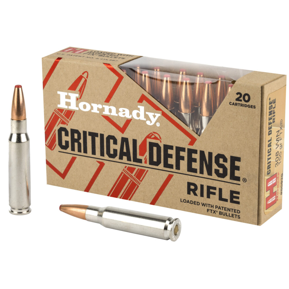 Hornady Critical Defense Rifle Ammunition, 308 Winchester, 155 Grain, FlexTip, 20rd. Box (80920)