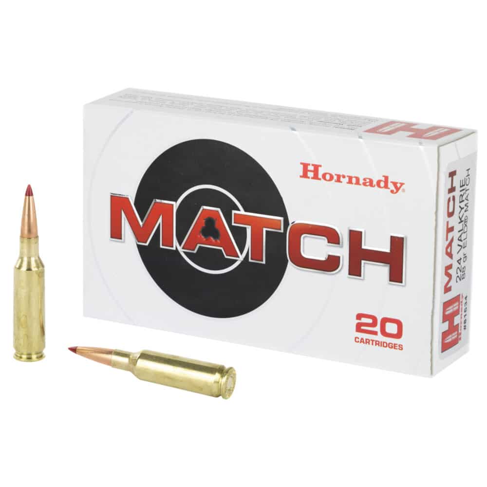 Hornady, Match, 224 Valkyrie, 88 Grain, ELD Match Ammunition (81534)