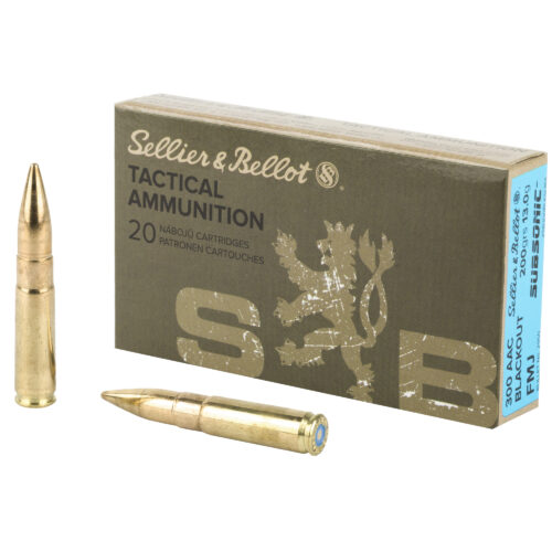 Sellier & Bellot 300 Blackout Ammunition, 200Gr., FMJ, Subsonic, 20Rd. Box (SB300BLKSUBA)