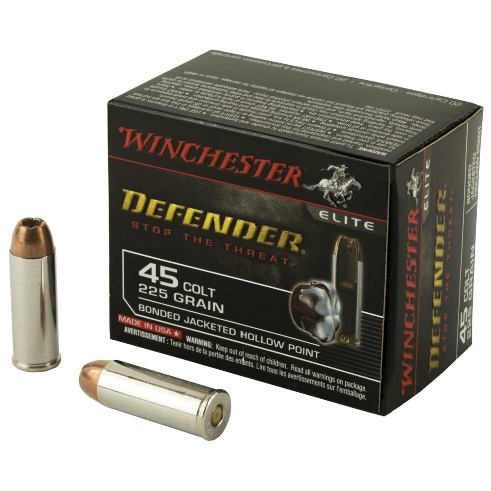 Winchester Ammunition, Defender PDX1, 45LC, 225gr., 20rd. Box (S45CPDB)