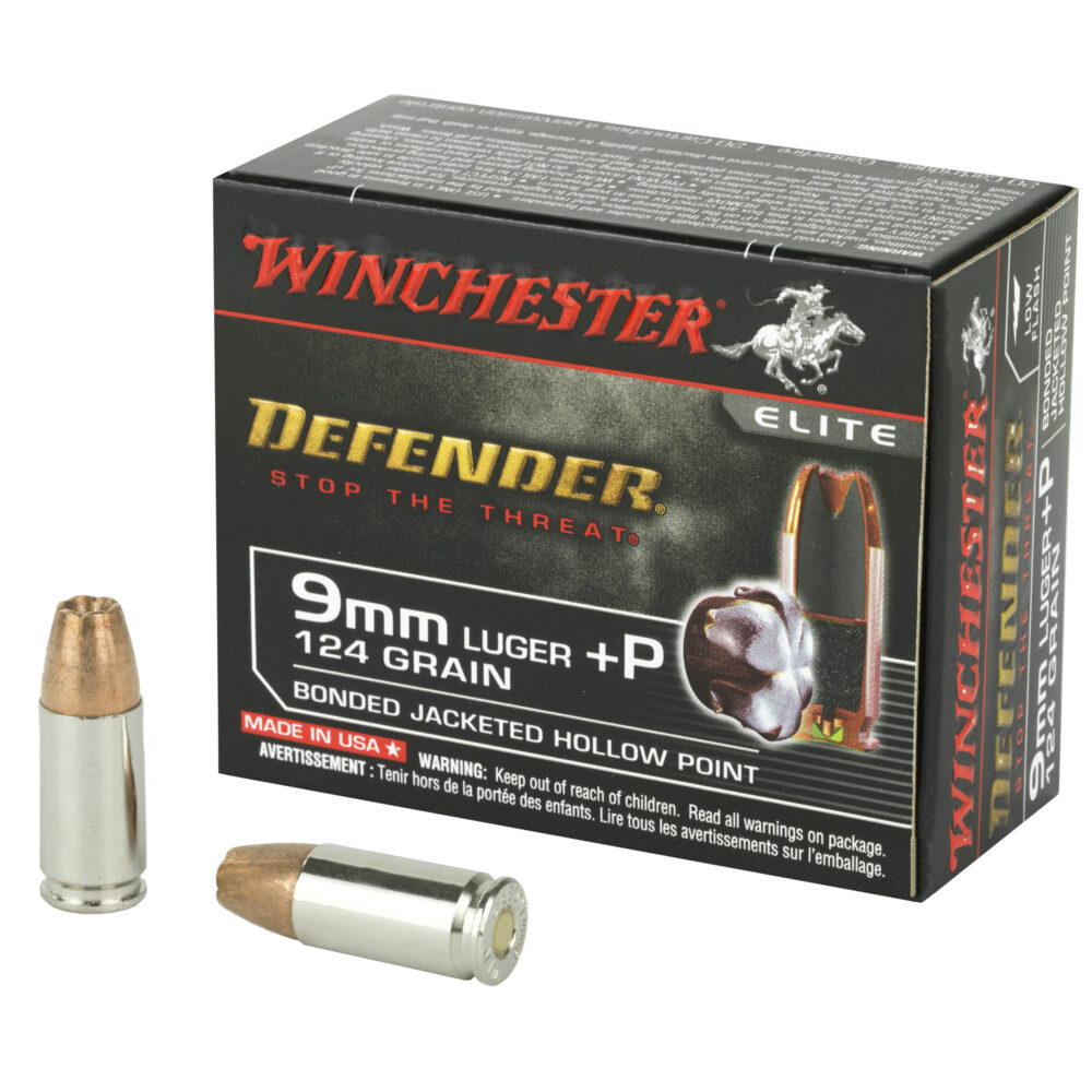 Winchester 9mm +P Ammunition, 124Gr., BJHP, 20Rd. Box (S9MMPDB)