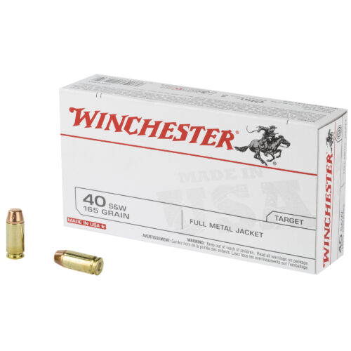 Winchester 40 S&W Ammunition, 165 Grain, FMJ, 50Rd. Box (USA40SW)