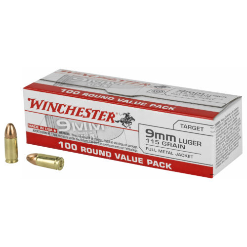 Winchester Ammunition, 9mm, 115 Grain, FMJ, 100rd. Value Pack (USA9MMVPY)