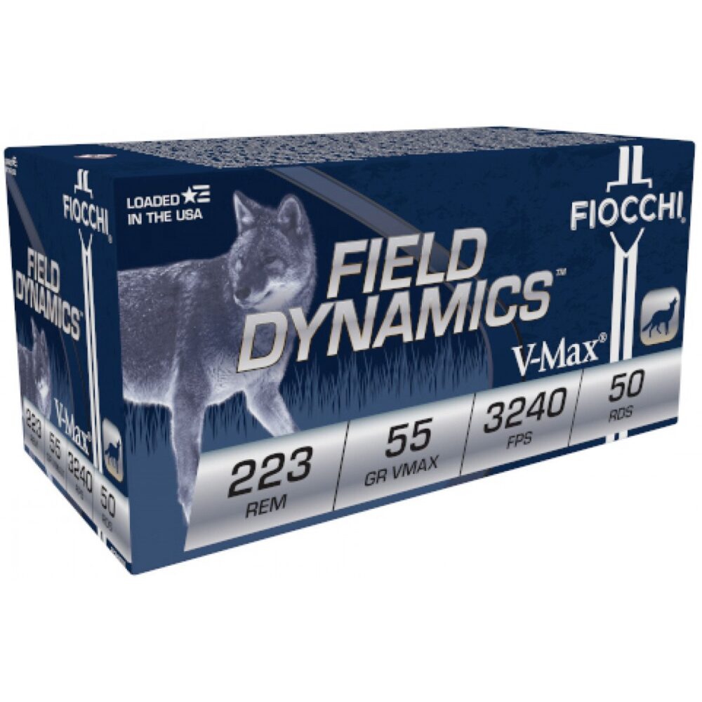 Fiocchi Field Dynamics Rifle Ammunition, .223 REM, 40Gr. V-MAX, 50Rd. Box (223HVB50)