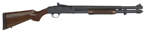 Mossberg 590A1 Retrograde 12 Ga. Pump Action Shotgun, 20in. Heavy-Walled Barrel with Heat Shield, Walnut Stock (51665)