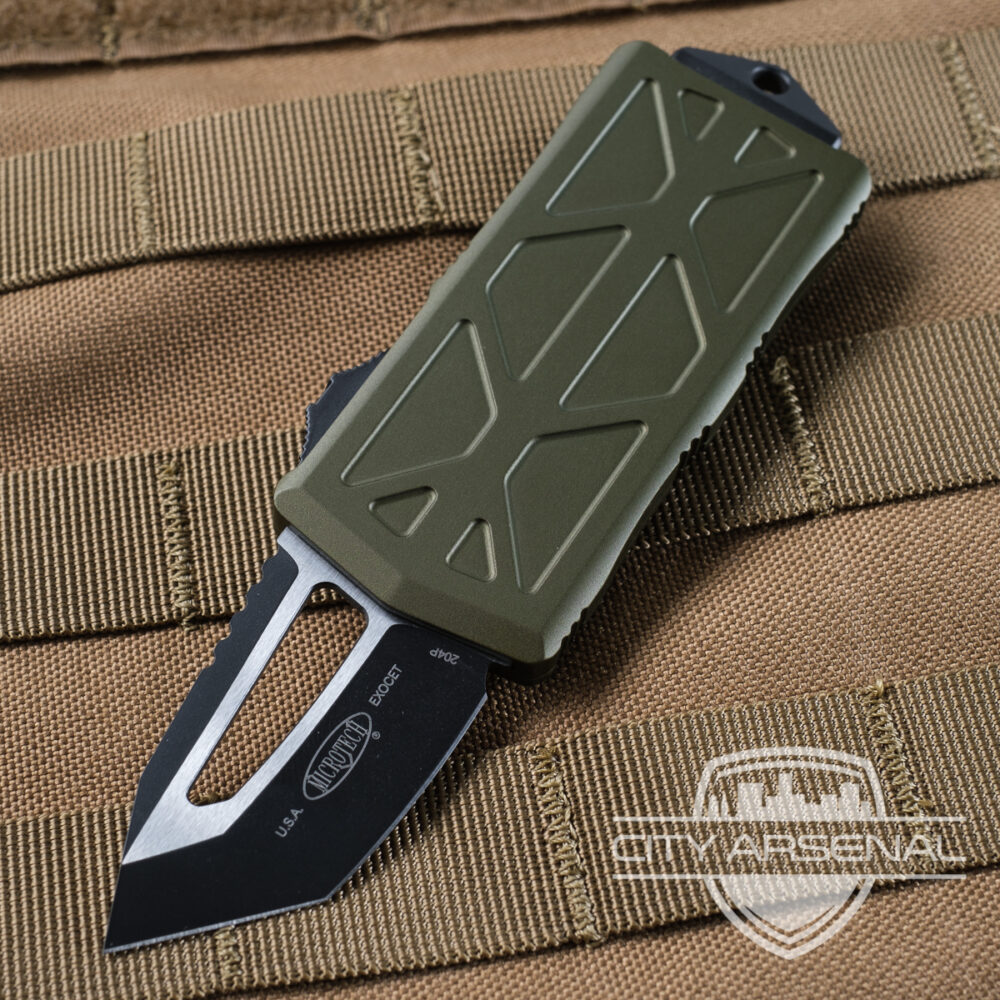 Microtech Exocet T/E OD Green Handle, Standard Blade (158-1OD)