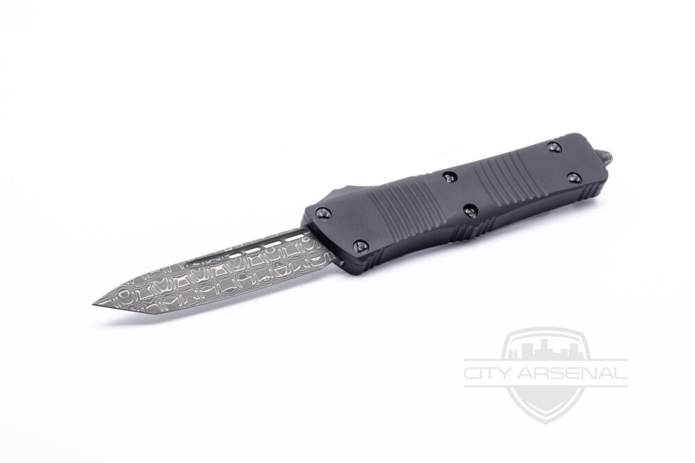 Microtech Troodon Signature Series Black Handle, Damascus Standard Blade