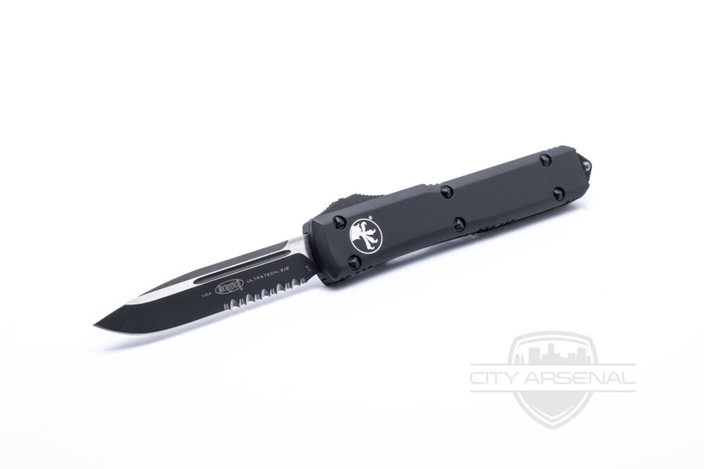 Microtech Ultratech S/E CTS-204P Partial Serrated Black Blade Black Handle