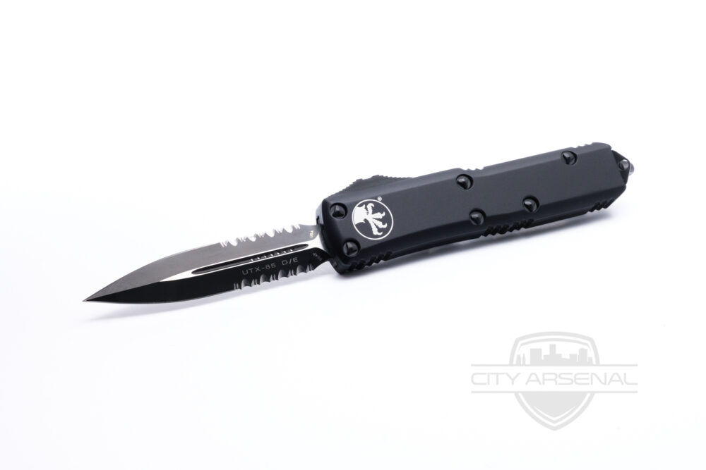 Microtech U.T.X. 85 Tactical Partial Serrated Blade, Black Handle