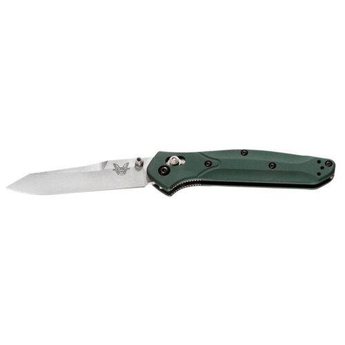 Benchmade Osborne Folding Knife, Satin Blade, Green Anodized Aluminum Handles (940)