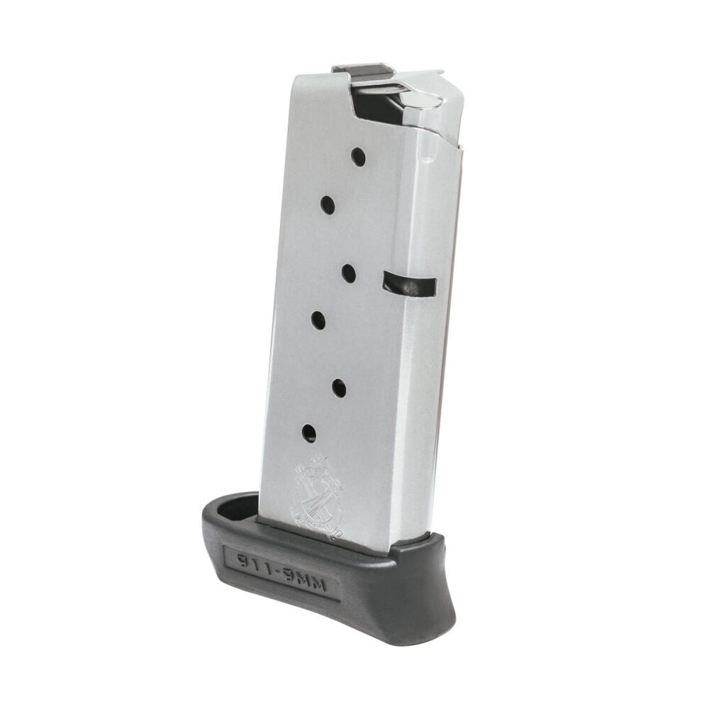 Springfield Armory 911 OEM Pistol Magazine, 9mm, 7Rd., with Pinky Extension, Stainless (PG6907)