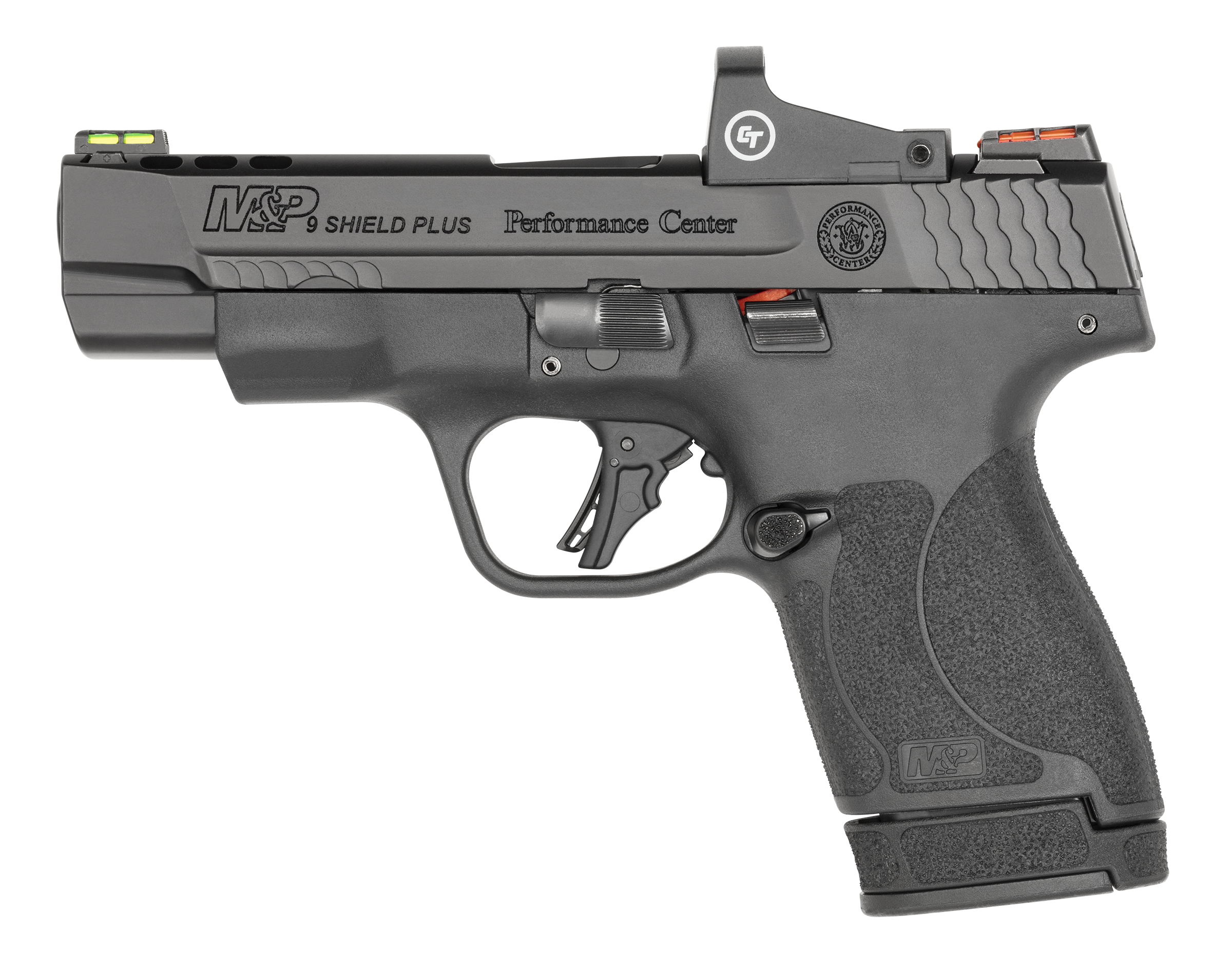 Smith & Wesson M&P9 Shield Plus Performance Center, Ported 9mm Pistol, Crimson Trace Red Dot Sight, Black (13253)