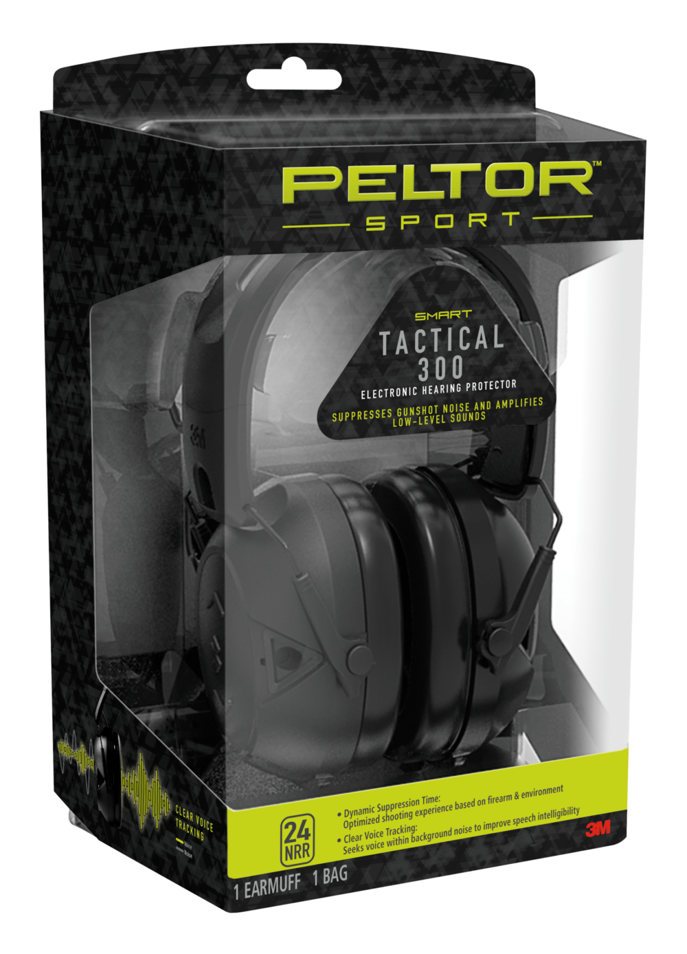 3M Peltor Sport Tactical 300 Electronic Earmuffs, Black