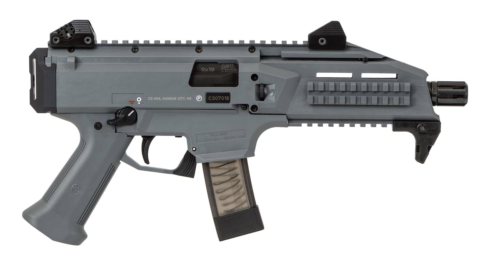 CZ-USA Scorpion EVO 3 S1 9mm Pistol, Battleship Grey (91356) - City Arsenal