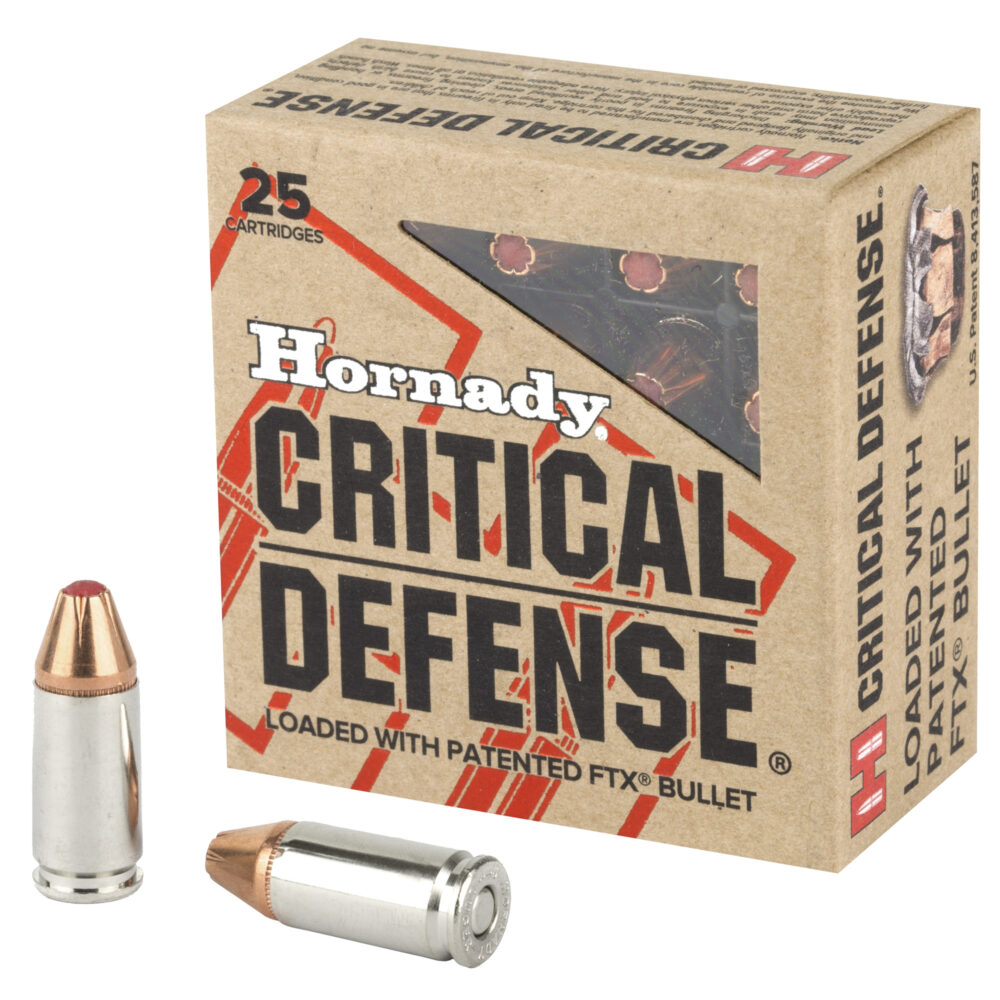 Hornady Critical Defense 9mm Ammunition 115gr FTX, 25Rd Box (90250)
