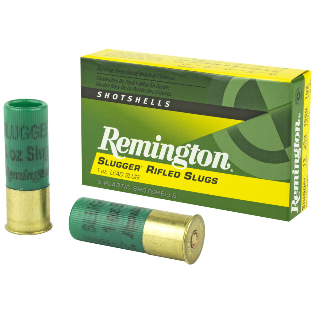 Remington has the right ammo for any occasion. For hunting deer, they offer this 12 Gauge 2-3/4" 1 Ounce Rifled Slug at 1560 fps. Don't let that trophy buck get away because you don't have the right shells. A close examination of the big game record books quickly reveals one strikingly consistent fact; the overwhelming majority of trophy book whitetails are found in slug only states. Why stake your hunt on inferior shotgun slugs? When the buck of a lifetime steps out at 150 yards, go ahead and squeeze the trigger! Always in the forefront of deer slug technology, we redesigned our 12 gauge Slugger Rifled Slug for a 25% improvement in accuracy. Also, at 1760 fps muzzle velocity, our 3" 12 gauge Magnum slugs shoot 25% flatter than regular 12 gauge slugs. Packed in convenient, easy carrying 5-round boxes.