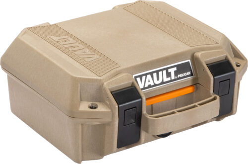 Pelican Vault V100 Lockable, Small Pistol Case, Tan, 11x8x4.5" ID (VCV100-0020-TAN)