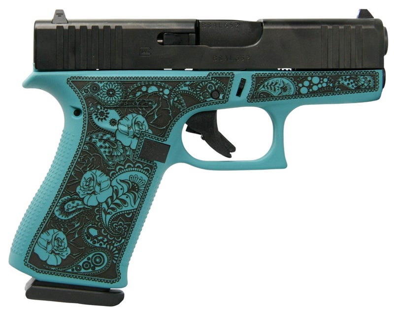 Glock 43X Custom Engraved 9mm Pistol, Tiffany Rose (GLPX4350201GRFP)