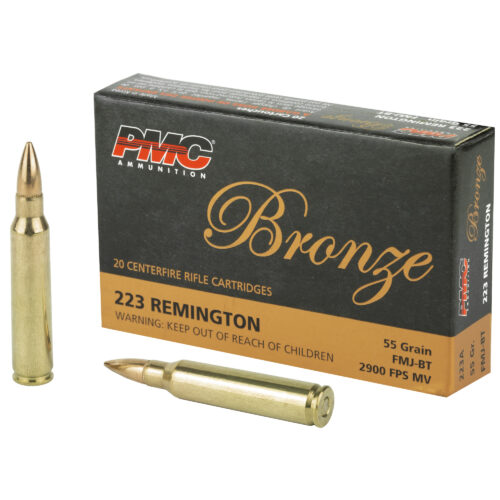 PMC Bronze 223 REM Ammunition, 55 Grain, FMJ, 20rd. Box (PMC223A)