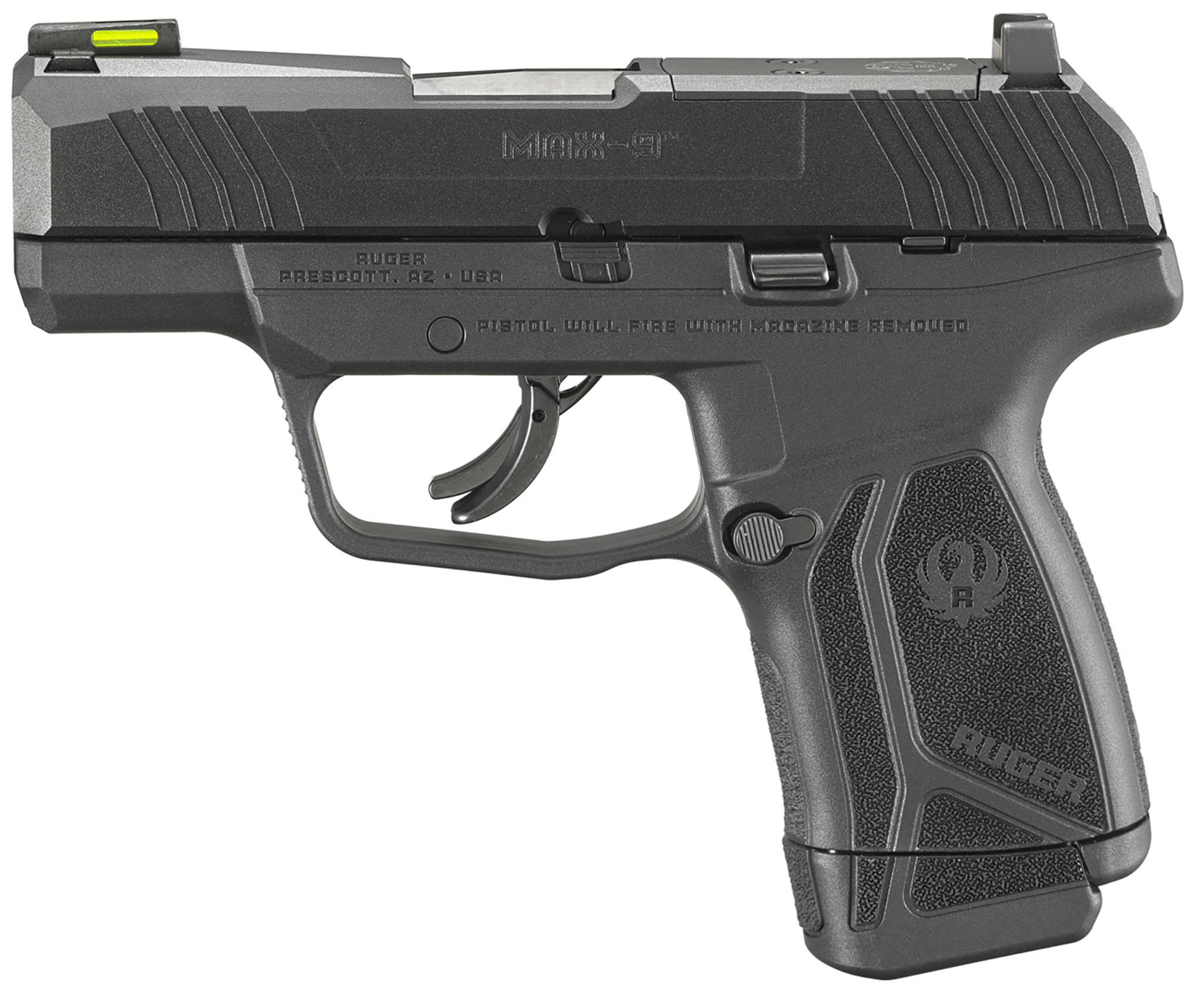 Ruger Max 9 9mm Pistol Optic Ready With Tritium Fiber Optic Front