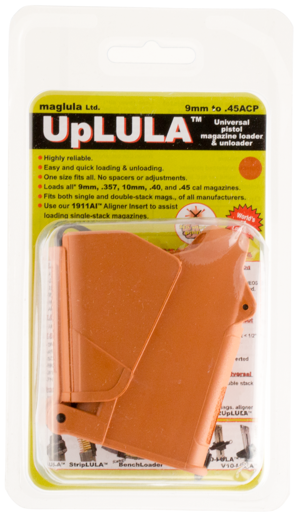 Maglula UpLulua Magazine Loader 9mm-45ACP Orange (UP60BO)
