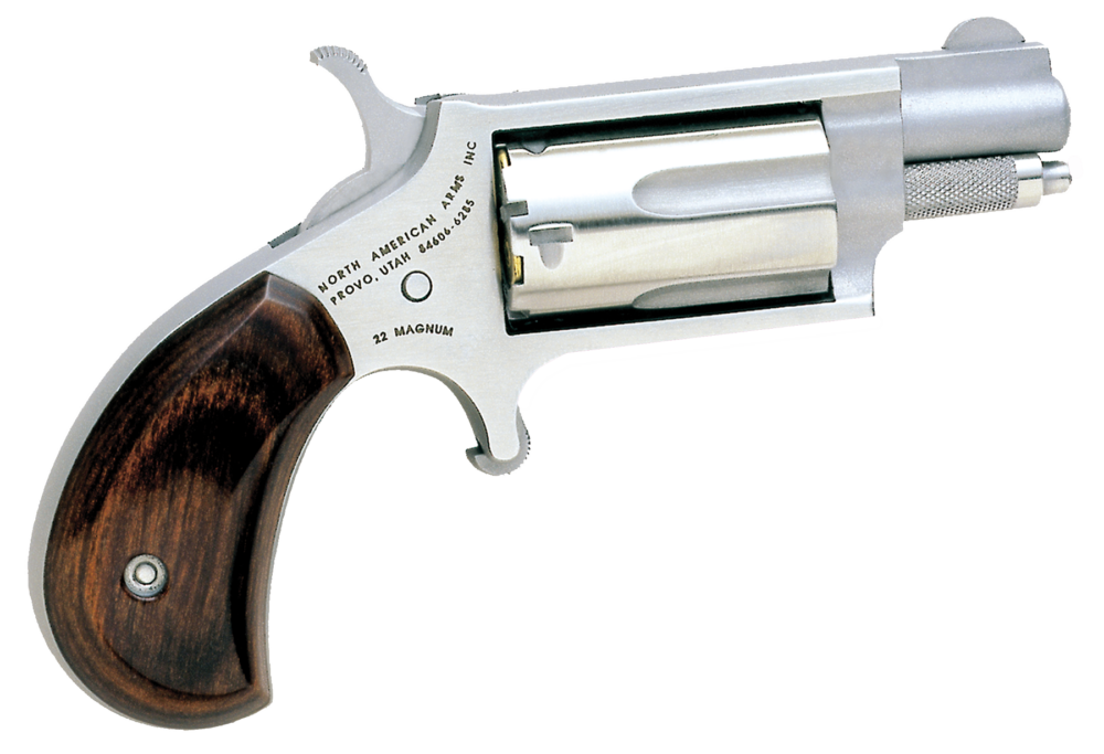 NAA Mini-Revolver, 22 Mag, Stainless Steel Rosewood Bird's Head Grip (22MS)