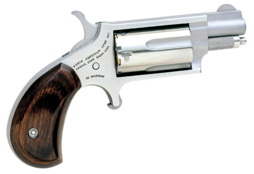 NAA Mini-Revolver, 22 Mag, Stainless Steel Rosewood Bird's Head Grip (22MS)