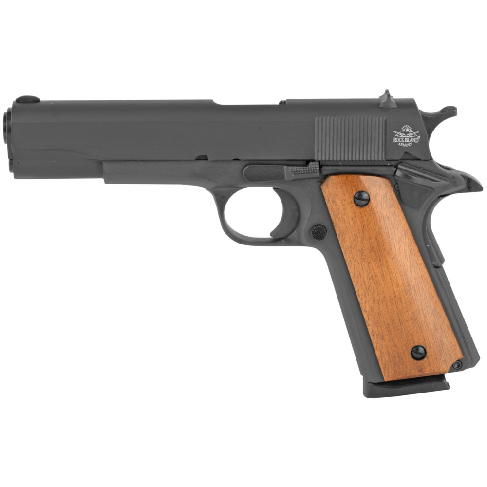 Armscor, Rock Island Armory, M1911-A1 GI 1911, 45ACP Pistol, Black Parkerized Finish, Wood Grips,