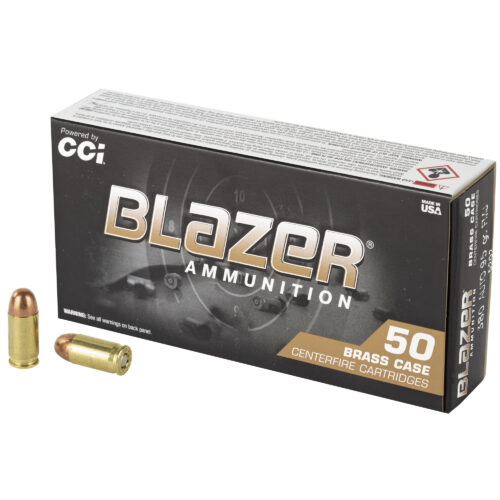 CCI Blazer Brass Ammunition, 380 ACP, 95 Gr., FMJ, 50Rd. Box (5202)