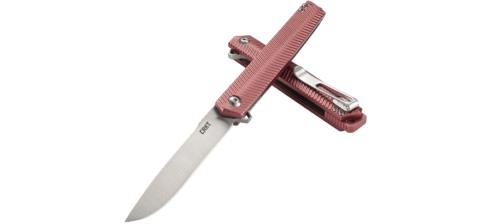 CRKT STYLUS, Folding Knife, Maroon Handle, Plain Edge Satin Blade (K820BXP)