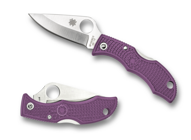 Spyderco Ladybug 3 Key Ring Knife, Satin Plain Blade, Purple FRN Handles (LPRP3)