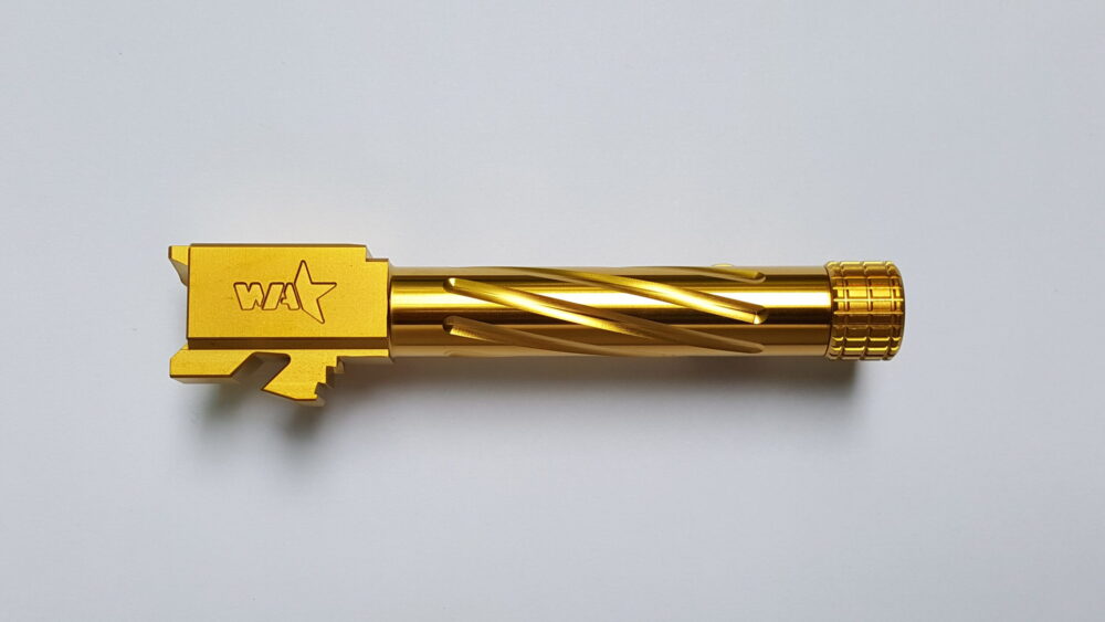 Wheaton Arms Match Grade Barrel, Threaded, for Glock 9mm, Gold Finish (G19-GLD-THD-GEN1-5)