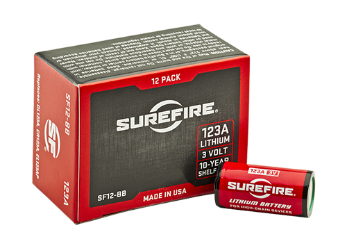 Surefire CR123A High Performance 3V Lithium Batteries, 1500 mAh, 12pk (SF12-BB)