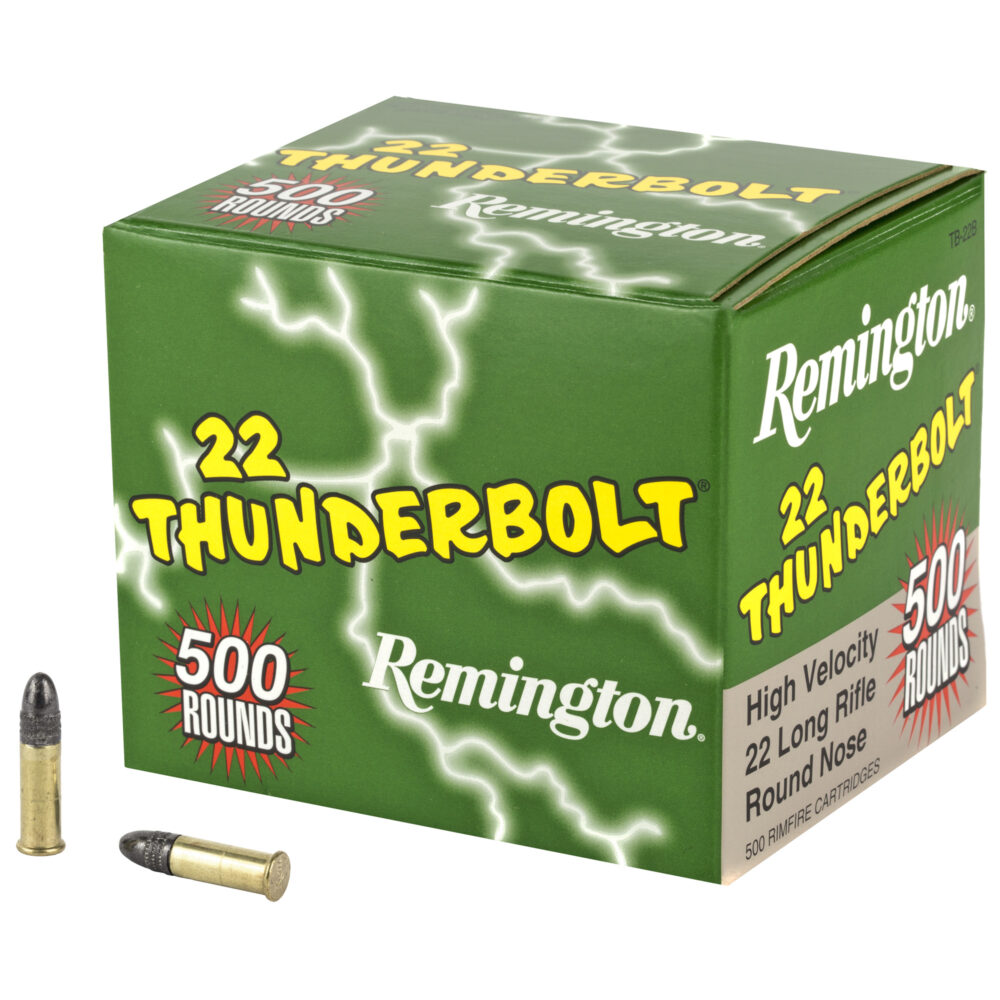 Remington Thunderbolt Ammunition, 22LR, 40gr., Round Nose Hi-Velocity, 500 Rounds (21241)