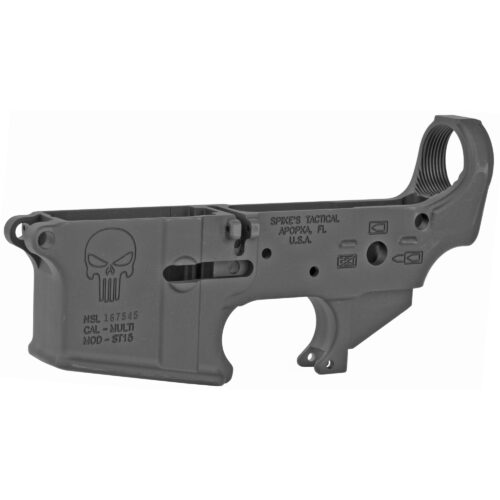 Spikes Punisher Stripped Lower Receiver, Multi-Caliber, 7075-T6 Aluminum, Black Anodized (STLS015)