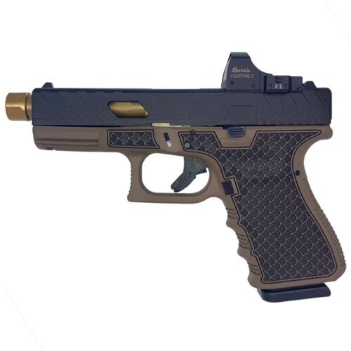 Glock 19 Gen 3, Custom Engraved, 9mm Pistol, with Threaded Gold Barrel and Burris Fast Fire II Red Dot Sight (GLPI1950203BBTB)