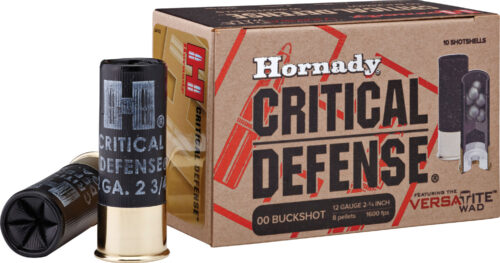 Hornady Critical Defense 12 Ga., 00 Buckshot, 2-3/4in., 8 Pellets, 1600FPS, Shotgun Ammunition, 10Rd. Box (86240)