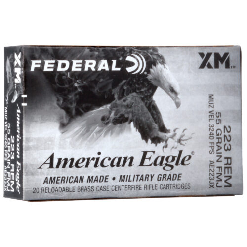 Federal American Eagle 223 Rem, 55Gr., FMJ Ammunition, 20Rd. Box (AE223JX)