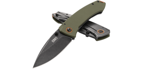Columbia River CRKT Tuna Folding Knife, Black Stonewashed Blade, OD Green G10 and Stainless Steel Handles (2520)